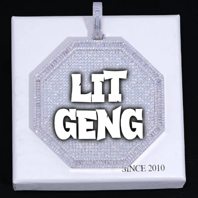 CUSTOM LETTER NECKLACE 3D BIG OCTAGON sold by The GUU Shop