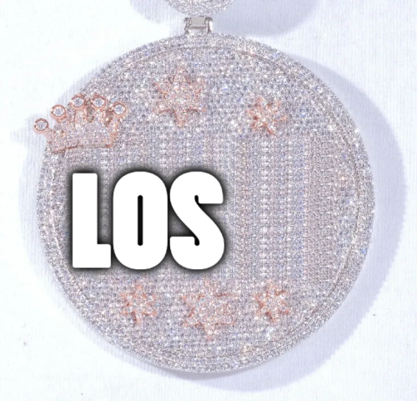 CUSTOM LETTER NECKLACE 3D BIG CROWN DISC sold by The GUU Shop