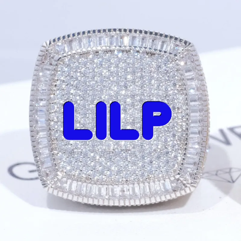 CUSTOM LETTER 3D ICED RING sold by The GUU Shop