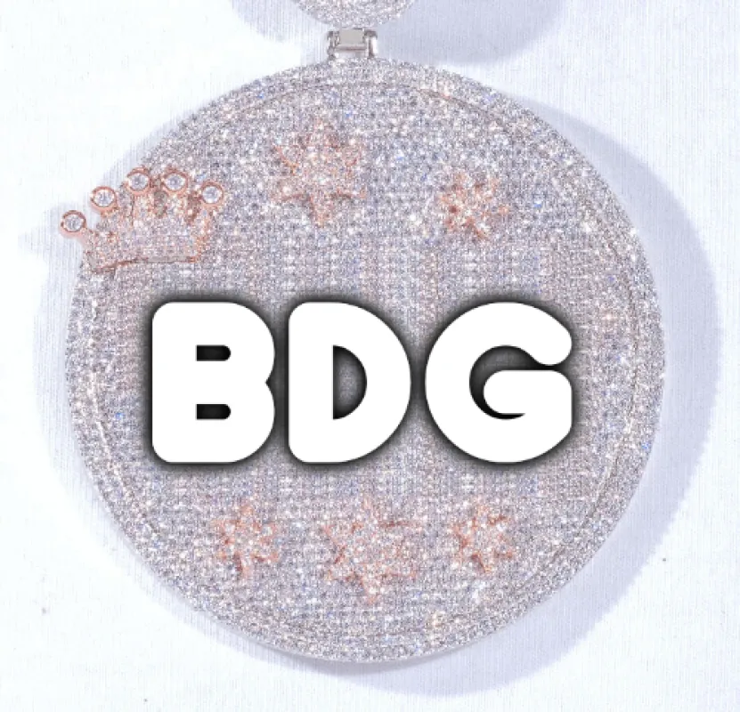 CUSTOM LETTER NECKLACE 3D BIG CROWN DISC sold by The GUU Shop