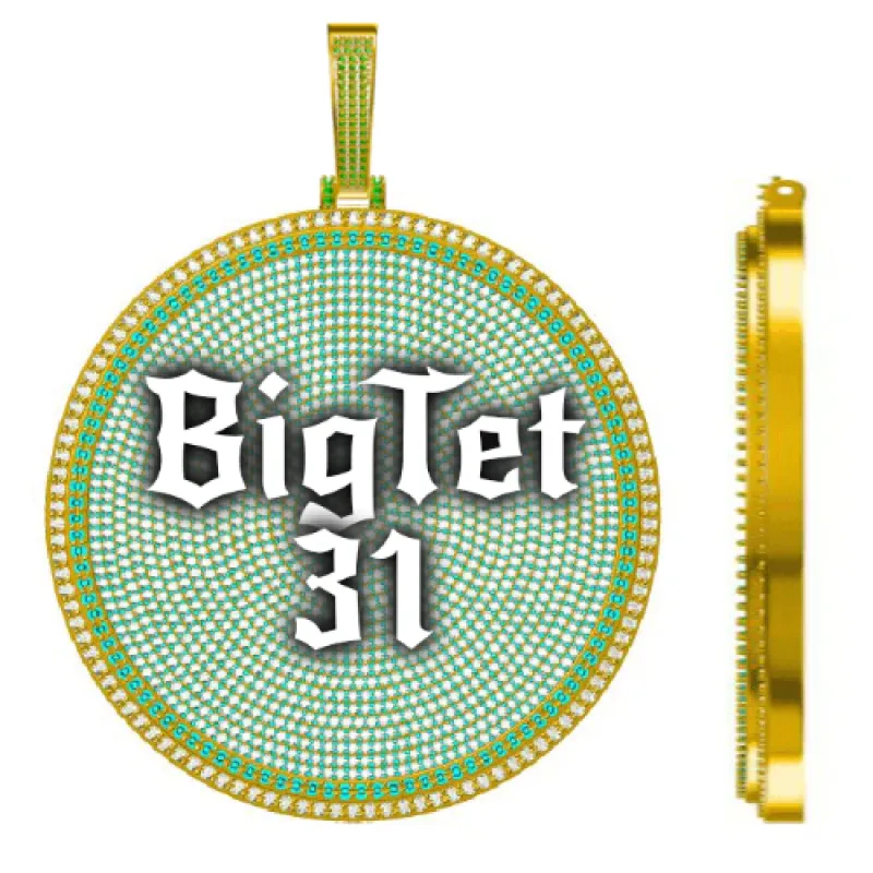 CUSTOM LETTER NECKLACE 3D BIG DISC sold by The GUU Shop