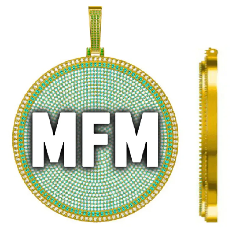 CUSTOM LETTER NECKLACE 3D BIG DISC sold by The GUU Shop