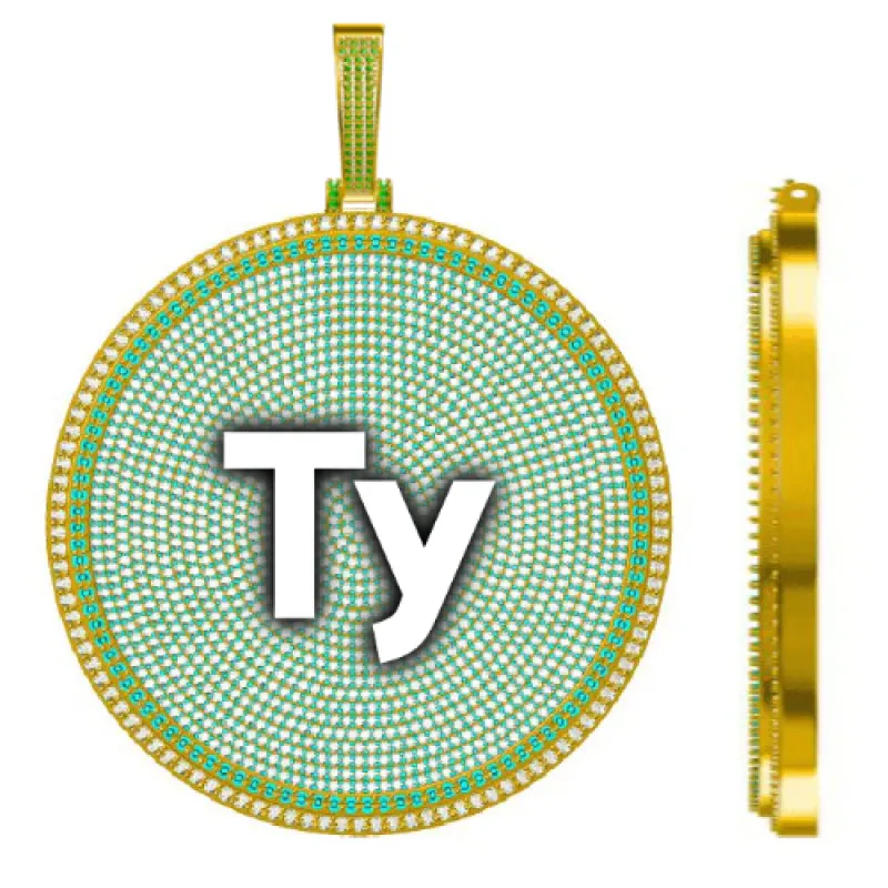 CUSTOM LETTER NECKLACE 3D BIG DISC sold by The GUU Shop