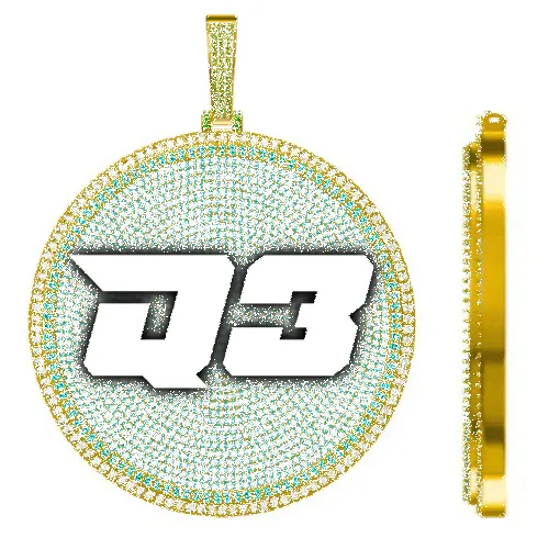 CUSTOM LETTER NECKLACE 3D BIG DISC sold by The GUU Shop