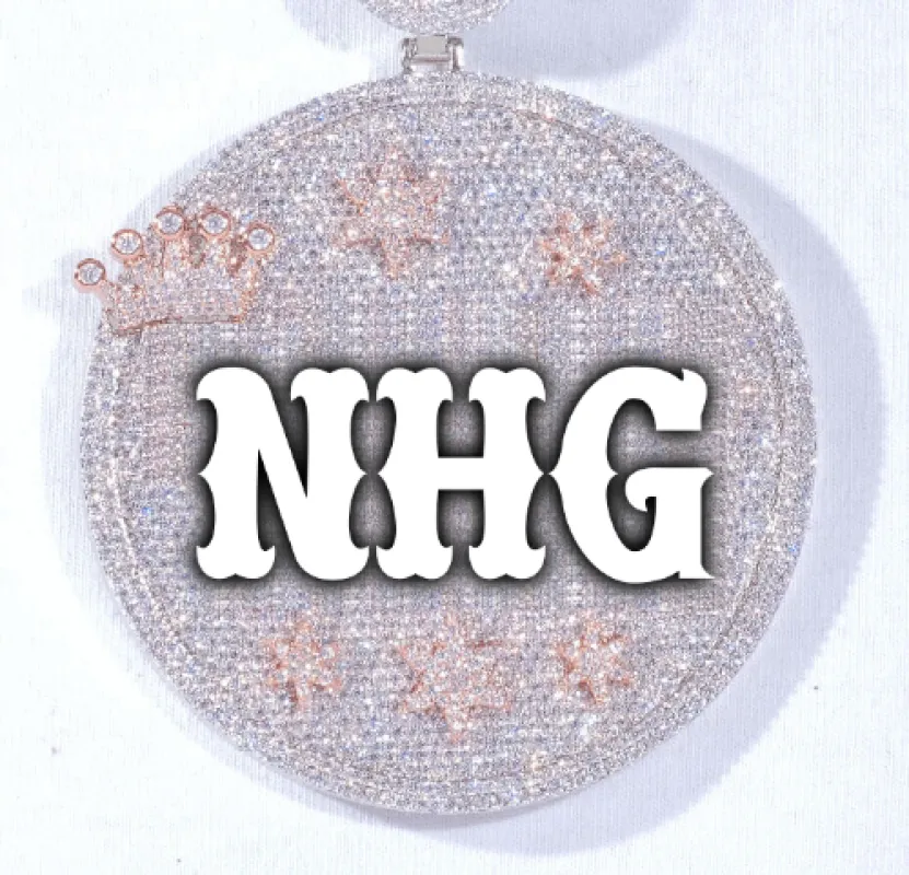 CUSTOM LETTER NECKLACE 3D BIG CROWN DISC sold by The GUU Shop