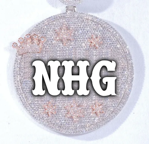 CUSTOM LETTER NECKLACE 3D BIG CROWN DISC sold by The GUU Shop