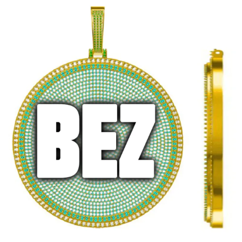 CUSTOM LETTER NECKLACE 3D BIG DISC sold by The GUU Shop