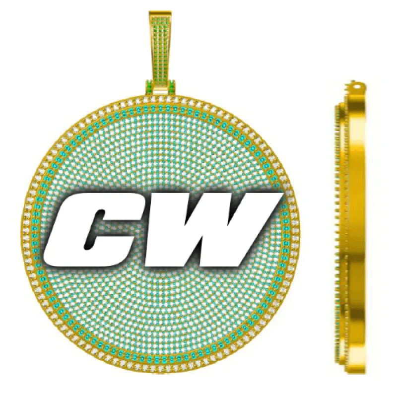 CUSTOM LETTER NECKLACE 3D BIG DISC sold by The GUU Shop