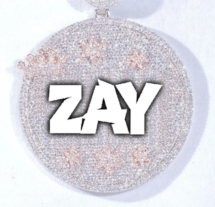 CUSTOM LETTER NECKLACE 3D BIG CROWN DISC sold by The GUU Shop