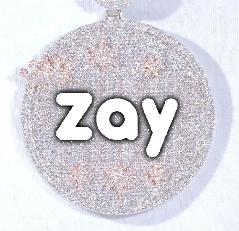 CUSTOM LETTER NECKLACE 3D BIG CROWN DISC sold by The GUU Shop