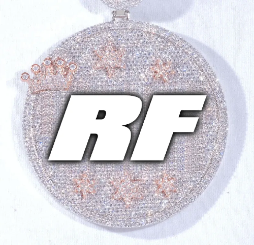 CUSTOM LETTER NECKLACE 3D BIG CROWN DISC sold by The GUU Shop