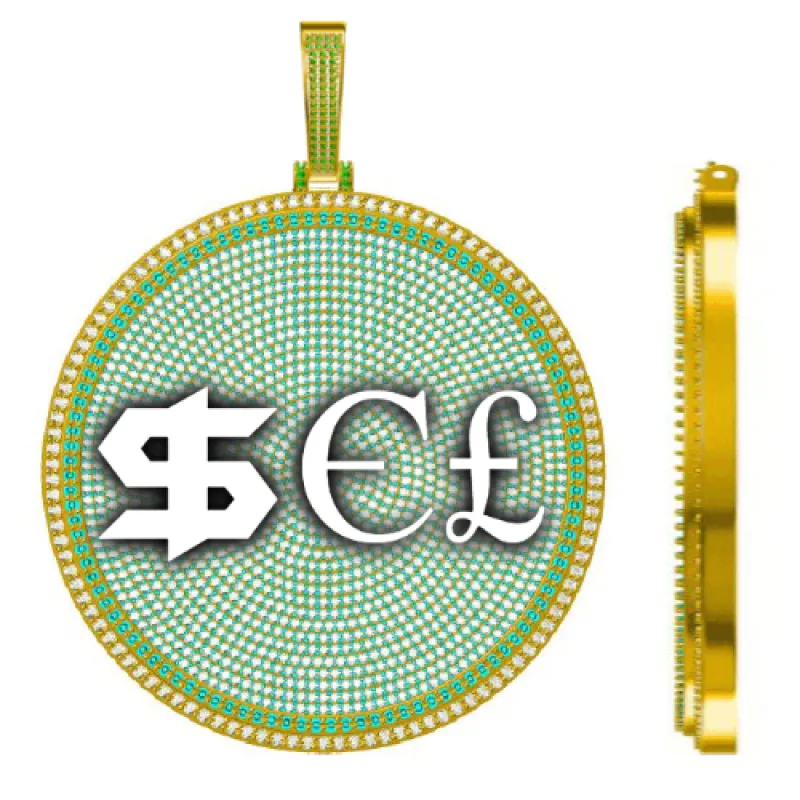 CUSTOM LETTER NECKLACE 3D BIG DISC sold by The GUU Shop