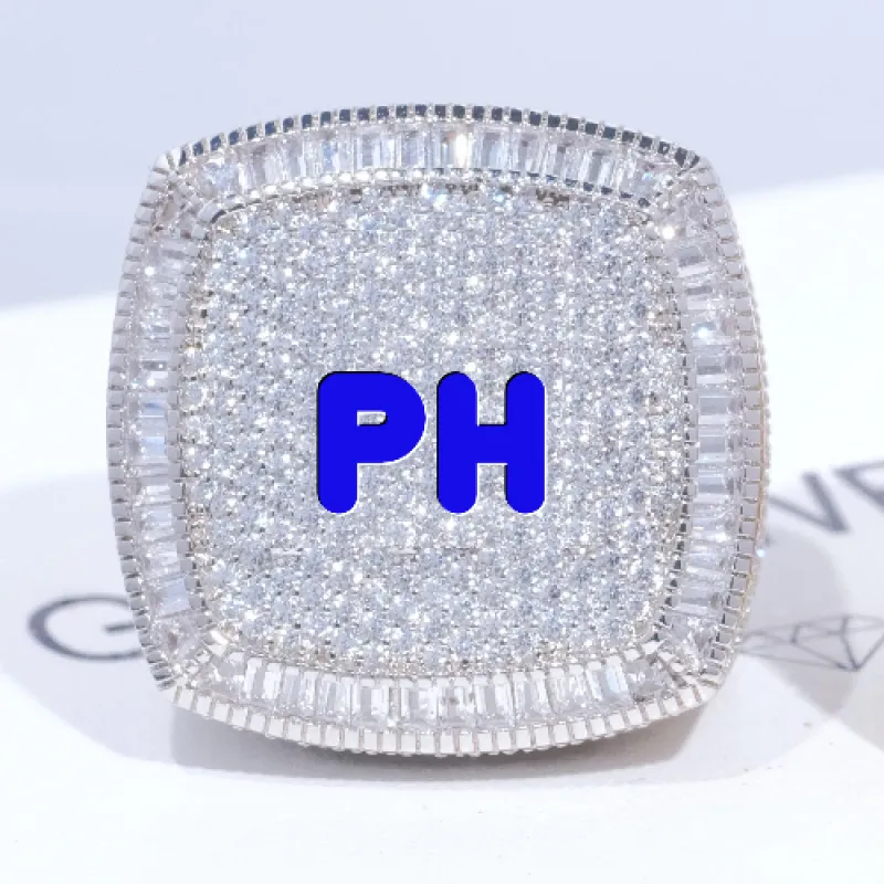 CUSTOM LETTER 3D ICED RING sold by The GUU Shop