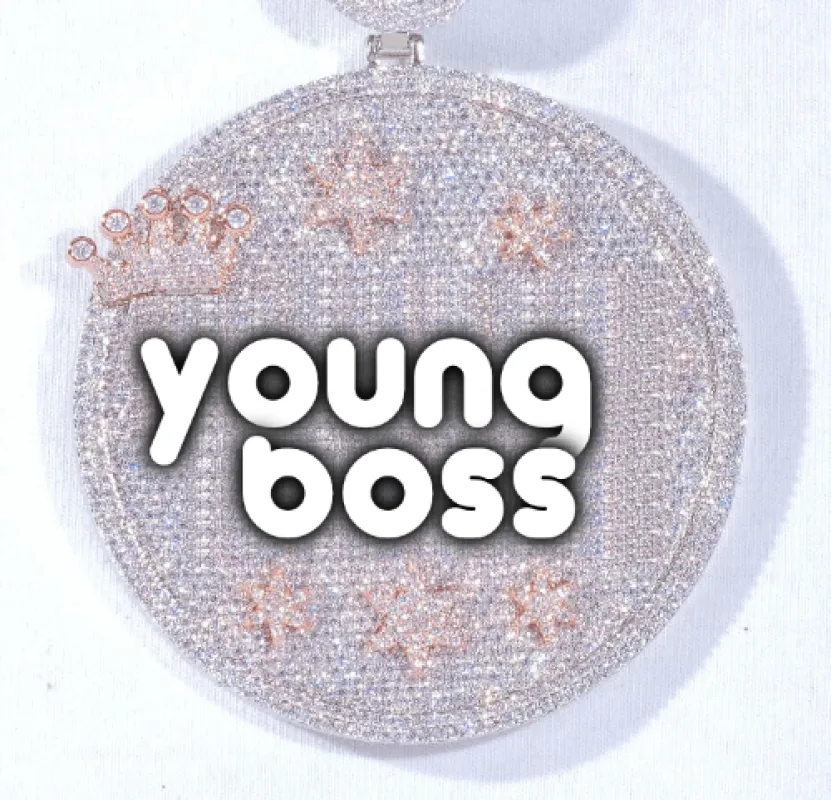 CUSTOM LETTER NECKLACE 3D BIG CROWN DISC sold by The GUU Shop