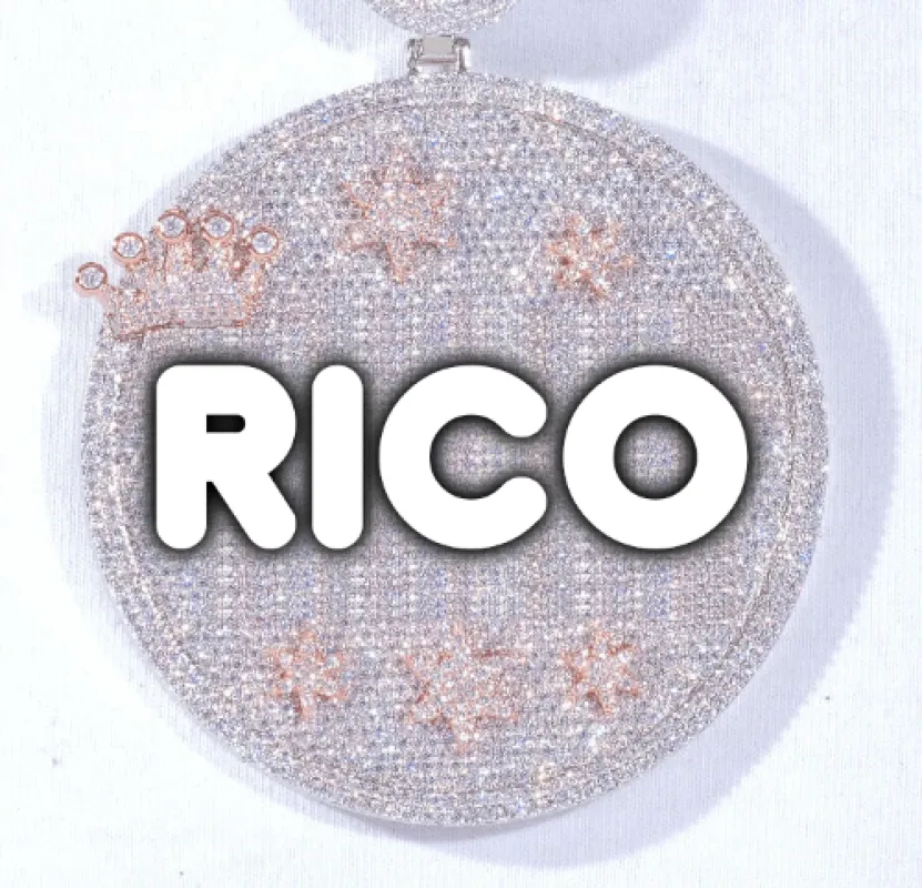 CUSTOM LETTER NECKLACE 3D BIG CROWN DISC sold by The GUU Shop