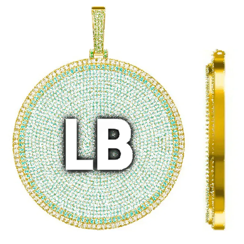 CUSTOM LETTER NECKLACE 3D BIG DISC sold by The GUU Shop