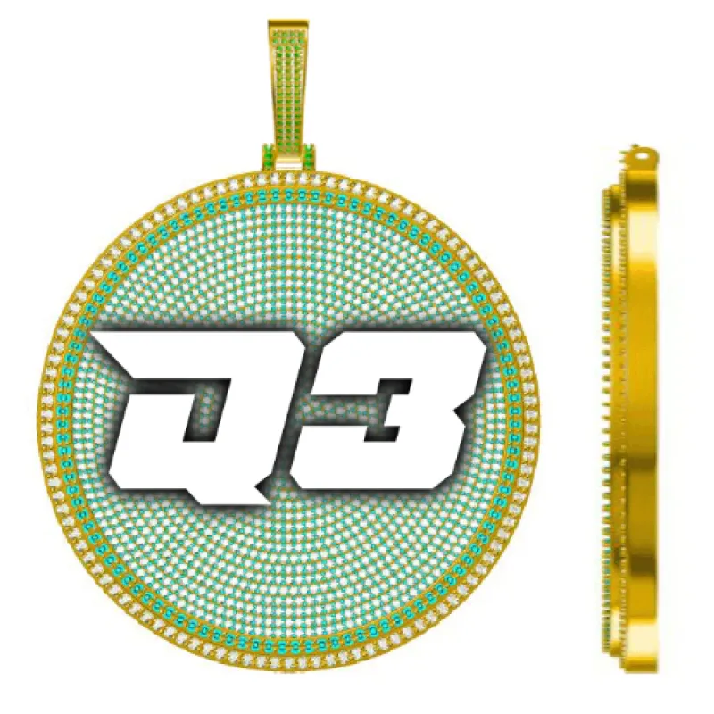 CUSTOM LETTER NECKLACE 3D BIG DISC sold by The GUU Shop