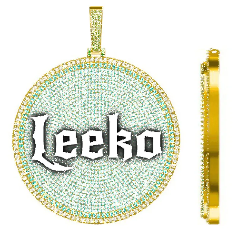 CUSTOM LETTER NECKLACE 3D BIG DISC sold by The GUU Shop