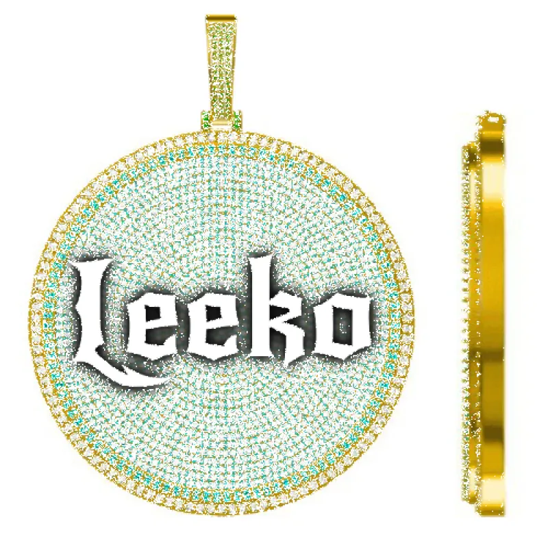 CUSTOM LETTER NECKLACE 3D BIG DISC sold by The GUU Shop