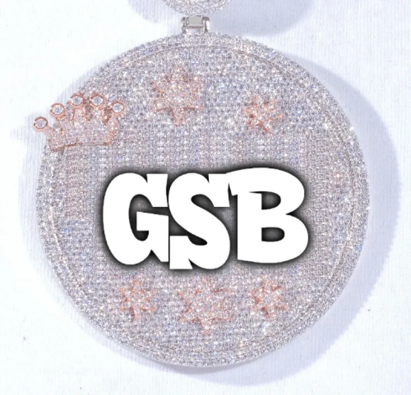 CUSTOM LETTER NECKLACE 3D BIG CROWN DISC sold by The GUU Shop