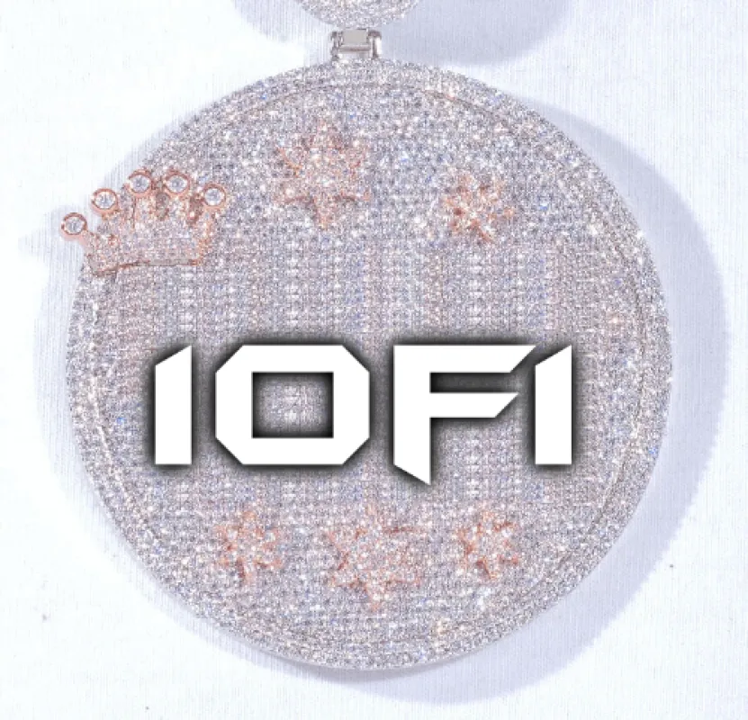 CUSTOM LETTER NECKLACE 3D BIG CROWN DISC sold by The GUU Shop