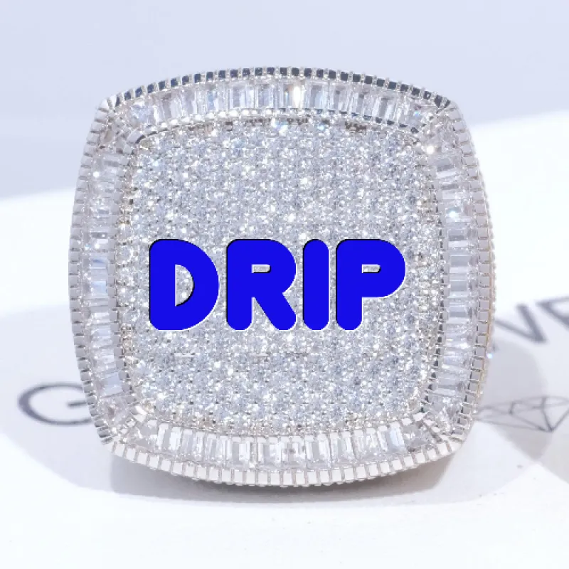 CUSTOM LETTER 3D ICED RING sold by The GUU Shop