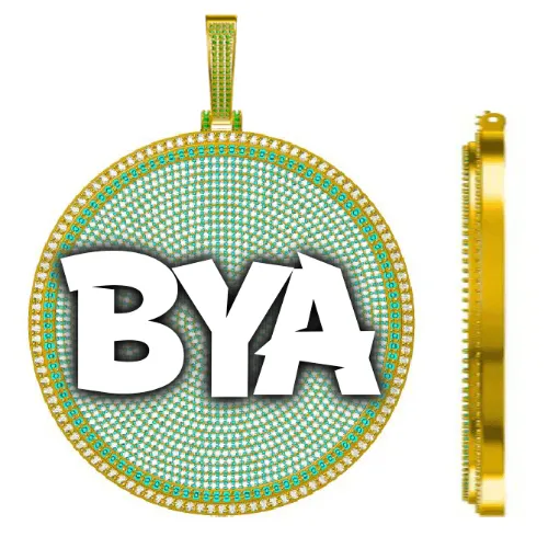 CUSTOM LETTER NECKLACE 3D BIG DISC sold by The GUU Shop