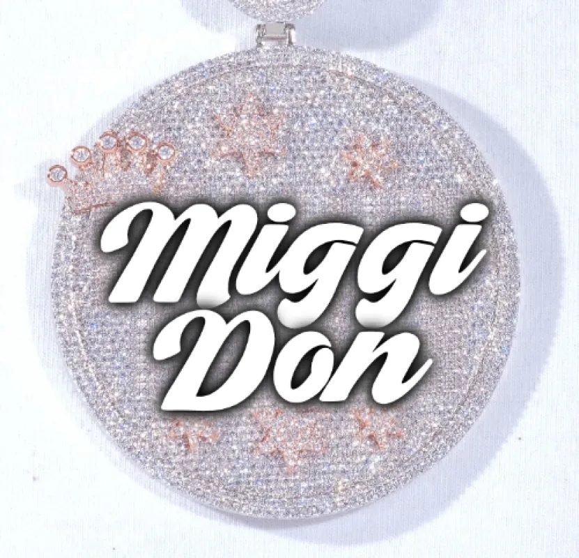 CUSTOM LETTER NECKLACE 3D BIG CROWN DISC sold by The GUU Shop