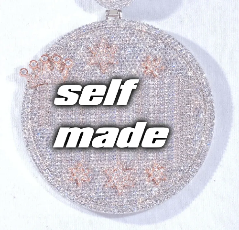 CUSTOM LETTER NECKLACE 3D BIG CROWN DISC sold by The GUU Shop