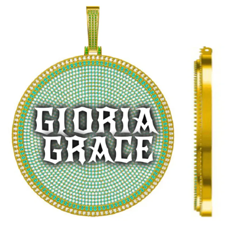 CUSTOM LETTER NECKLACE 3D BIG DISC sold by The GUU Shop