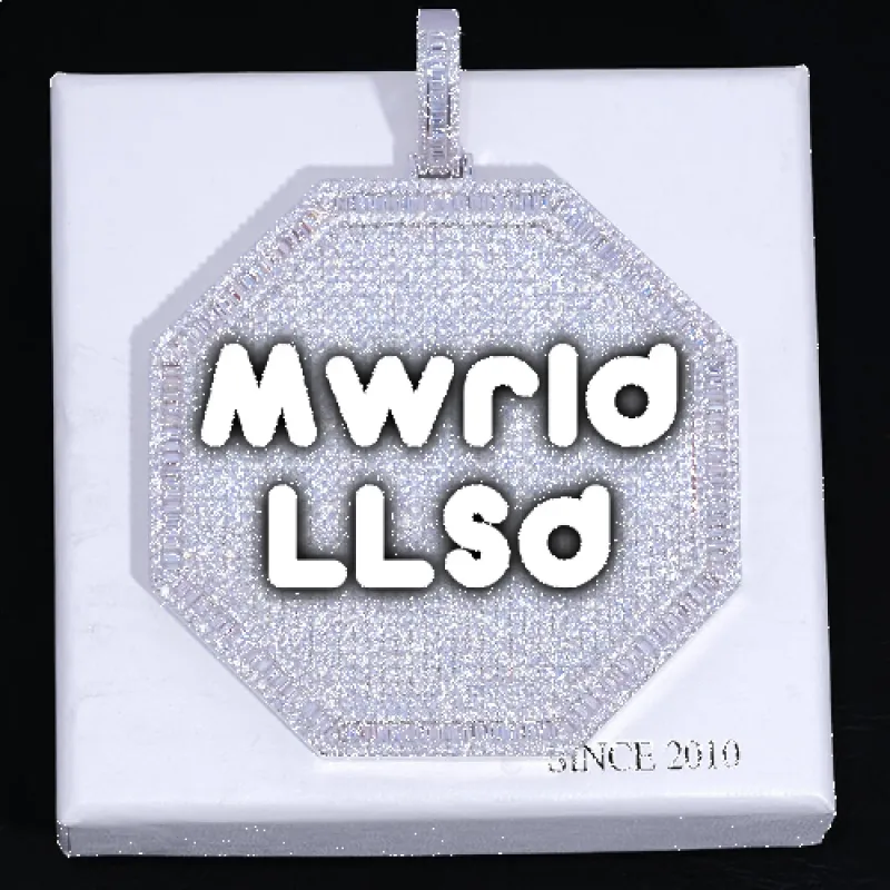 CUSTOM LETTER NECKLACE 3D BIG OCTAGON sold by The GUU Shop