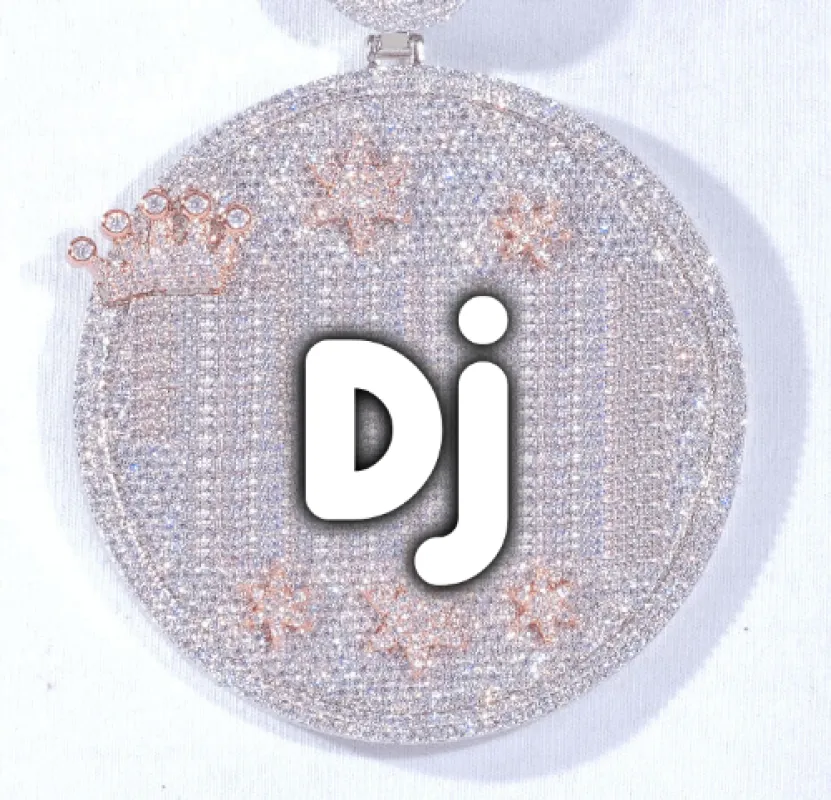 CUSTOM LETTER NECKLACE 3D BIG CROWN DISC sold by The GUU Shop