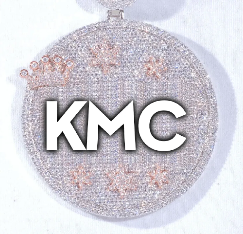 CUSTOM LETTER NECKLACE 3D BIG CROWN DISC sold by The GUU Shop