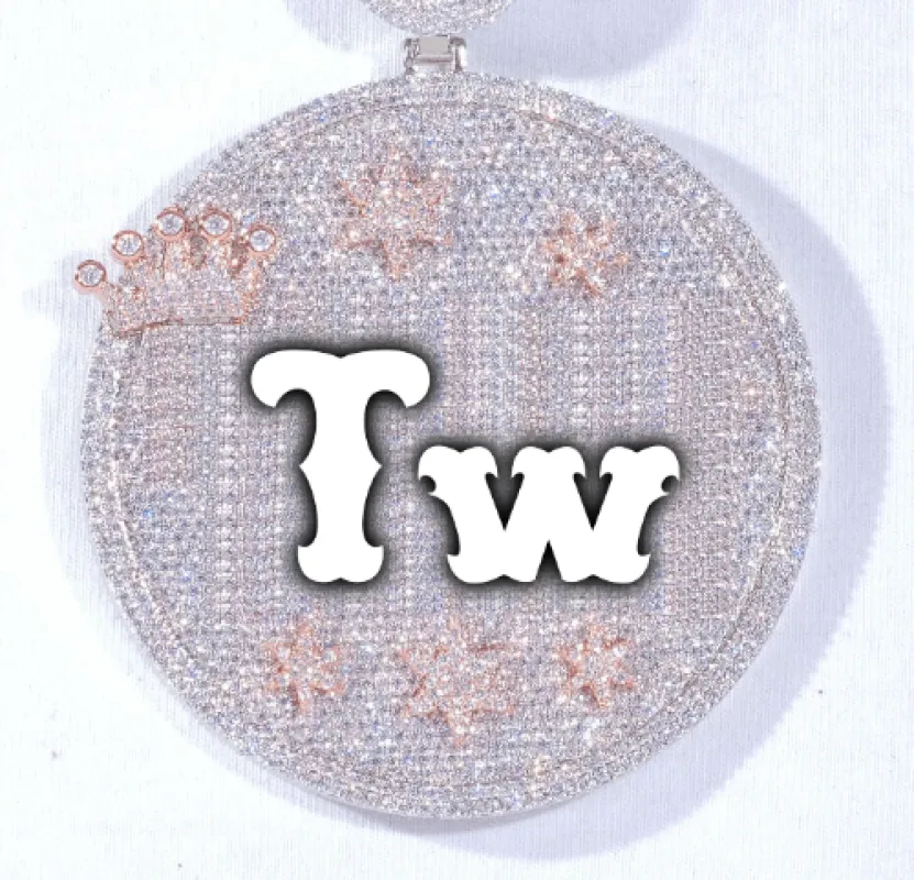 CUSTOM LETTER NECKLACE 3D BIG CROWN DISC made by The GUU Shop