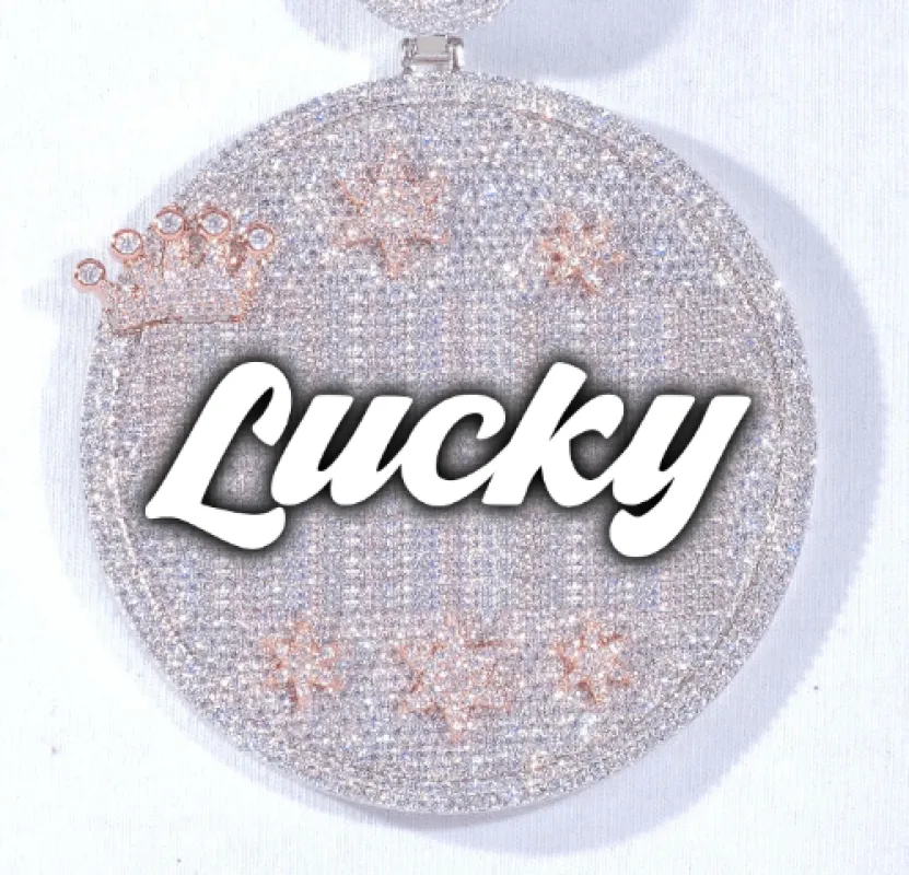 CUSTOM LETTER NECKLACE 3D BIG CROWN DISC made by The GUU Shop