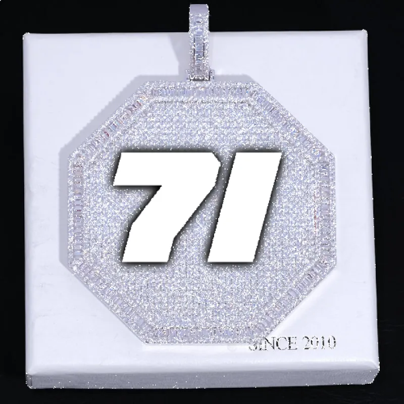 CUSTOM LETTER NECKLACE 3D BIG OCTAGON sold by The GUU Shop