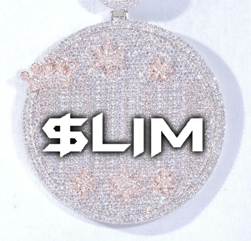 CUSTOM LETTER NECKLACE 3D BIG CROWN DISC sold by The GUU Shop