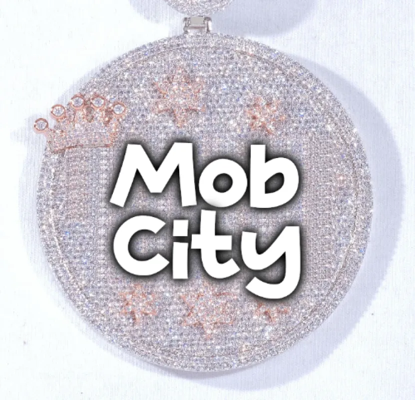 CUSTOM LETTER NECKLACE 3D BIG CROWN DISC sold by The GUU Shop