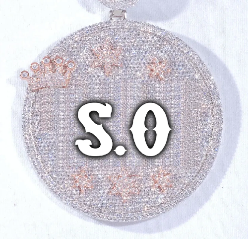 CUSTOM LETTER NECKLACE 3D BIG CROWN DISC sold by The GUU Shop