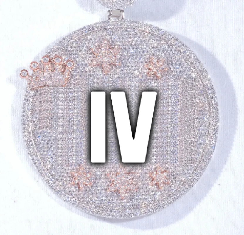 CUSTOM LETTER NECKLACE 3D BIG CROWN DISC sold by The GUU Shop