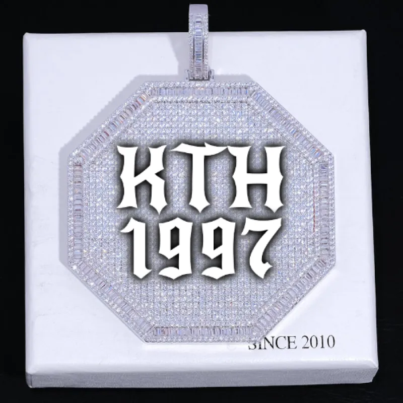 CUSTOM LETTER NECKLACE 3D BIG OCTAGON sold by The GUU Shop