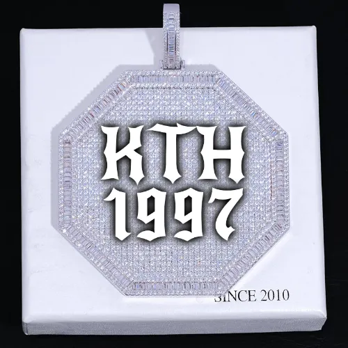 CUSTOM LETTER NECKLACE 3D BIG OCTAGON sold by The GUU Shop