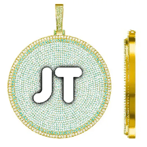 CUSTOM LETTER NECKLACE 3D BIG DISC sold by The GUU Shop