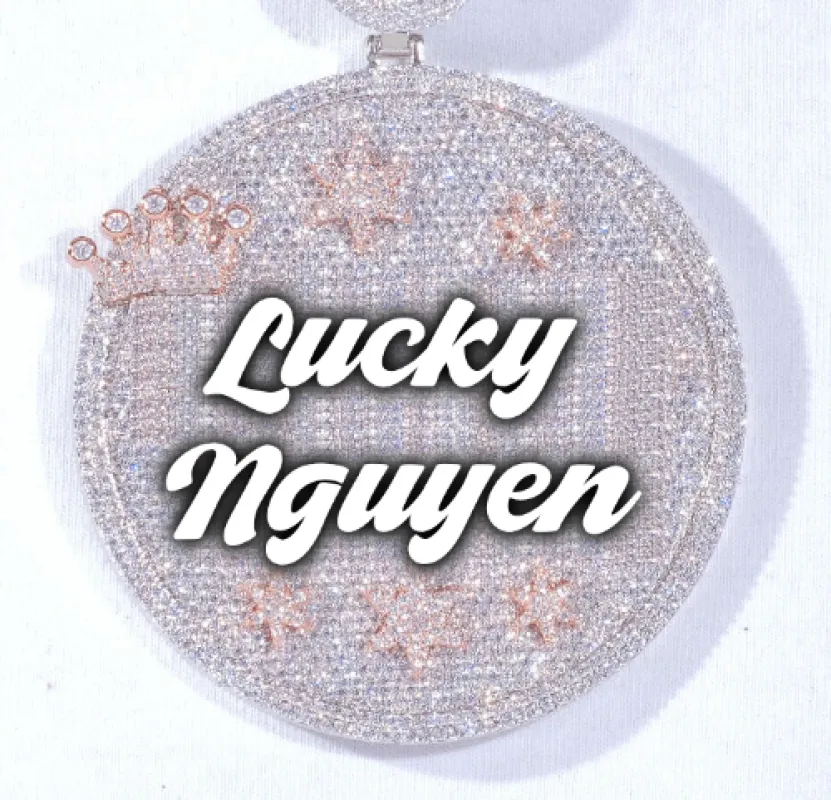 CUSTOM LETTER NECKLACE 3D BIG CROWN DISC made by The GUU Shop