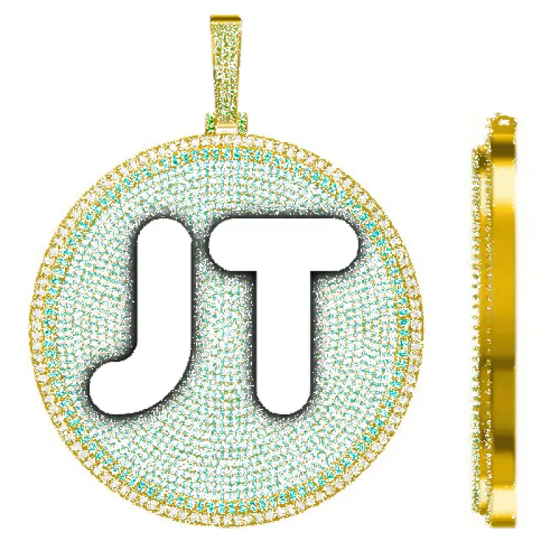 CUSTOM LETTER NECKLACE 3D BIG DISC sold by The GUU Shop