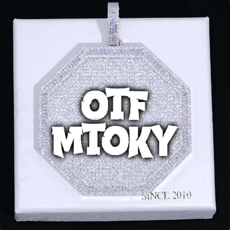 CUSTOM LETTER NECKLACE 3D BIG OCTAGON sold by The GUU Shop