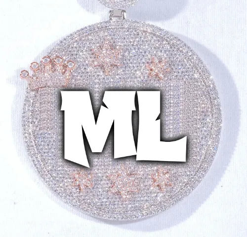 CUSTOM LETTER NECKLACE 3D BIG CROWN DISC sold by The GUU Shop