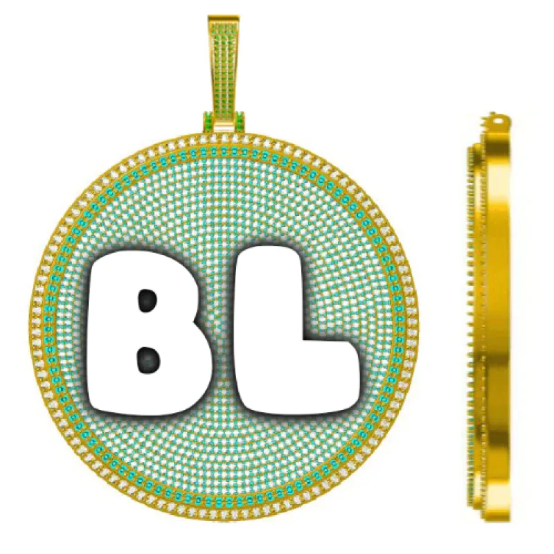 CUSTOM LETTER NECKLACE 3D BIG DISC sold by The GUU Shop