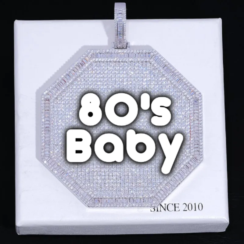 CUSTOM LETTER NECKLACE 3D BIG OCTAGON sold by The GUU Shop