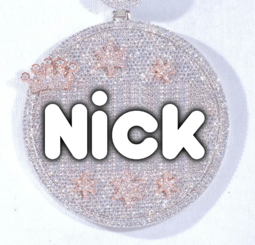 CUSTOM LETTER NECKLACE 3D BIG CROWN DISC sold by The GUU Shop